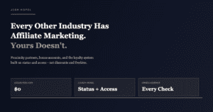 Restaurant affiliate marketing strategy using proximity partners, house accounts, and status-based loyalty systems for zero acquisition cost