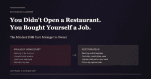 Restaurant owner mindset shift from manager with equity to restaurateur - working in vs working on the business